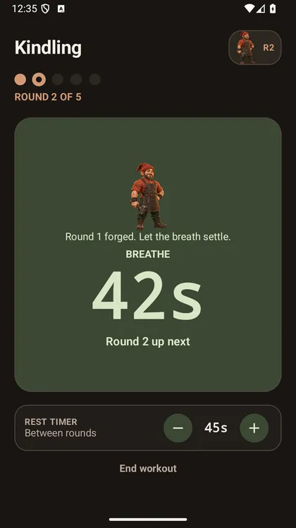The rest countdown between rounds