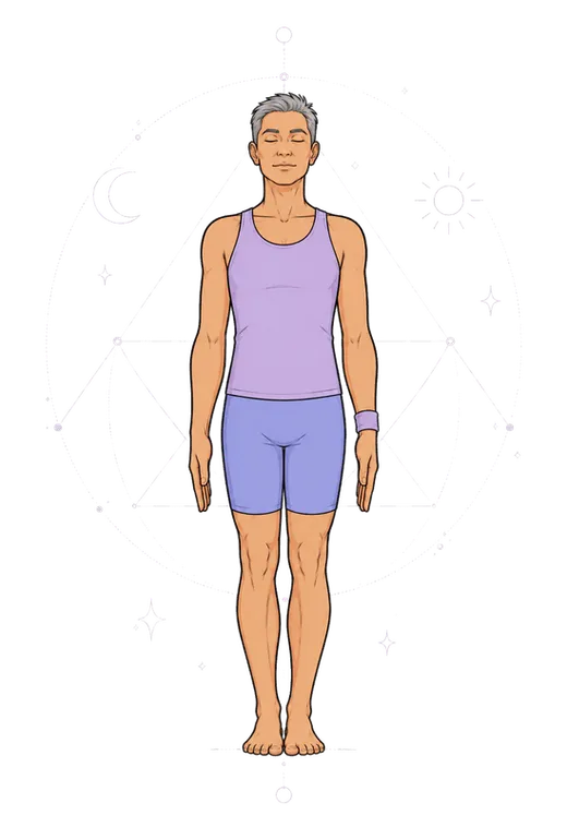 A standing pose illustration used in the Pillars practice curriculum